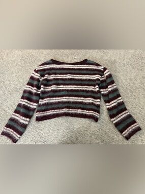 ASOS DESIGN knit sweater in burgundy brushed stripes s S (4-6)